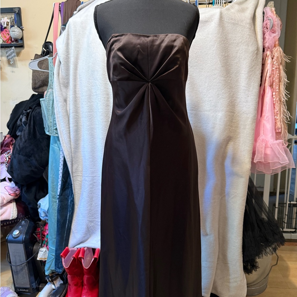 Laundry by Design Elegant Brown Strapless Corset Dress